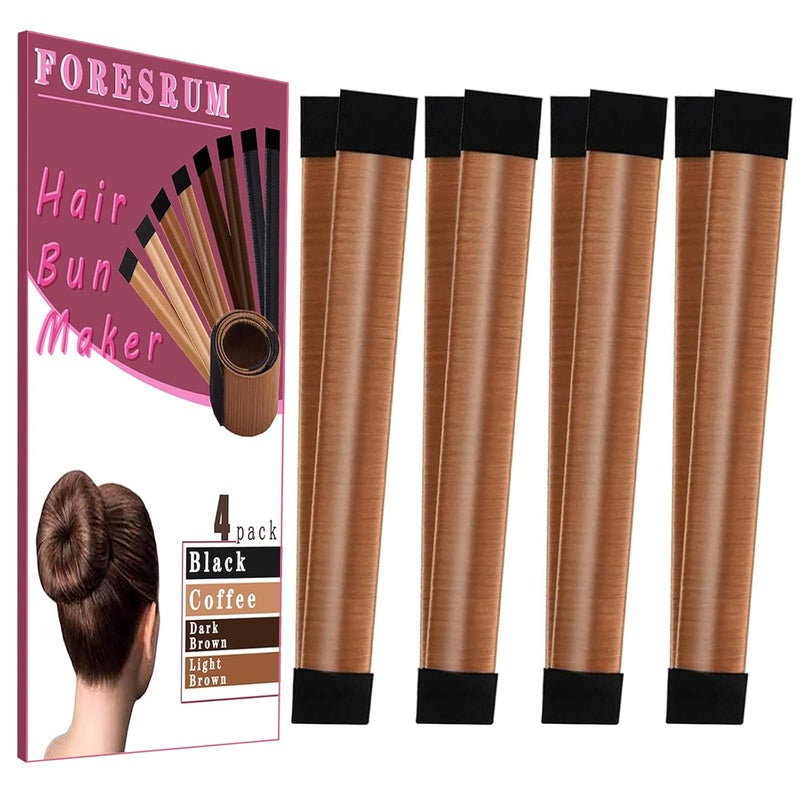 FORESRUM 4 Count Magic Hair Donut Bun Makers-Coffee for Women and Kids - Image 1